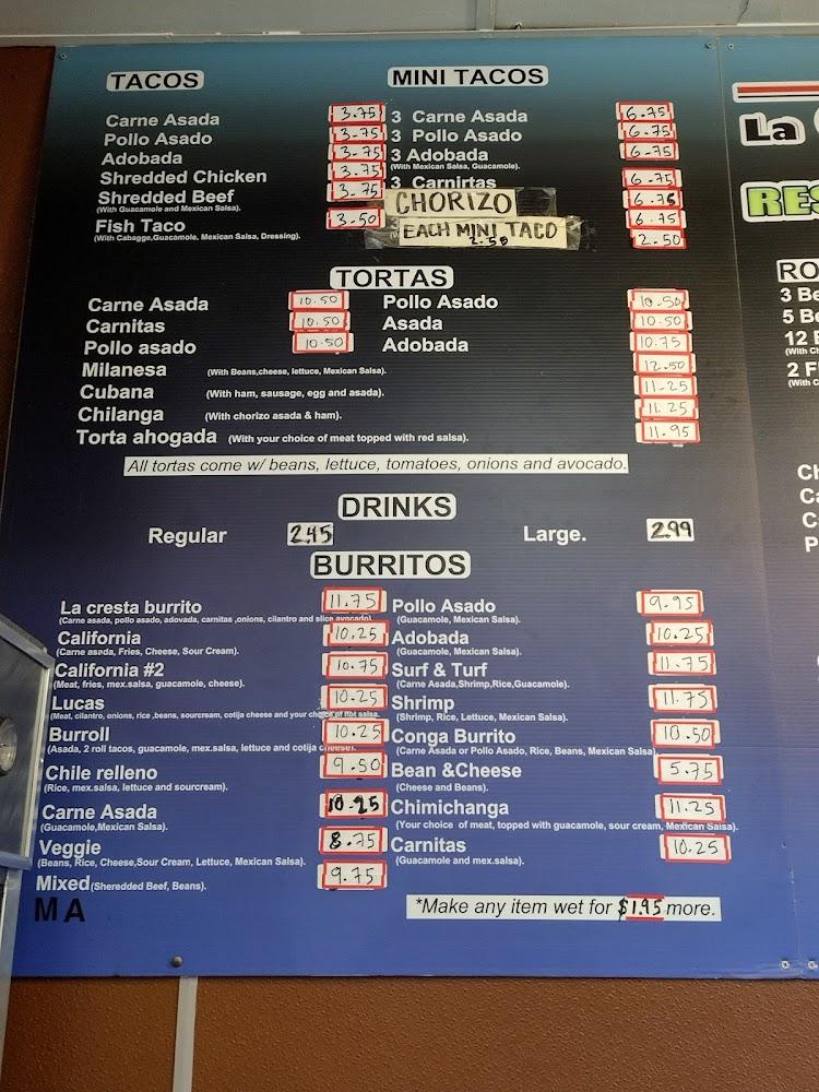 La Cresta Restaurant and Caffe Menu image 3