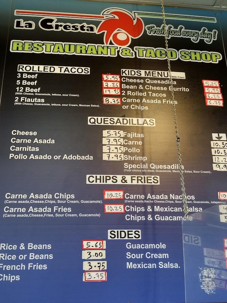 La Cresta Restaurant and Caffe Menu image 4